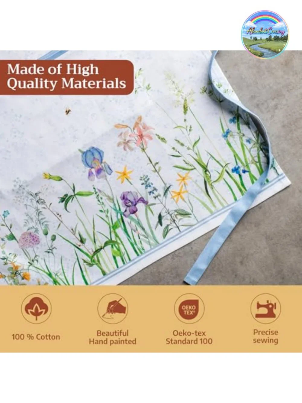 100% Cotton Bib Apron with Pocket, Adjustable Neck, Kitchen, Cooking, Gardening